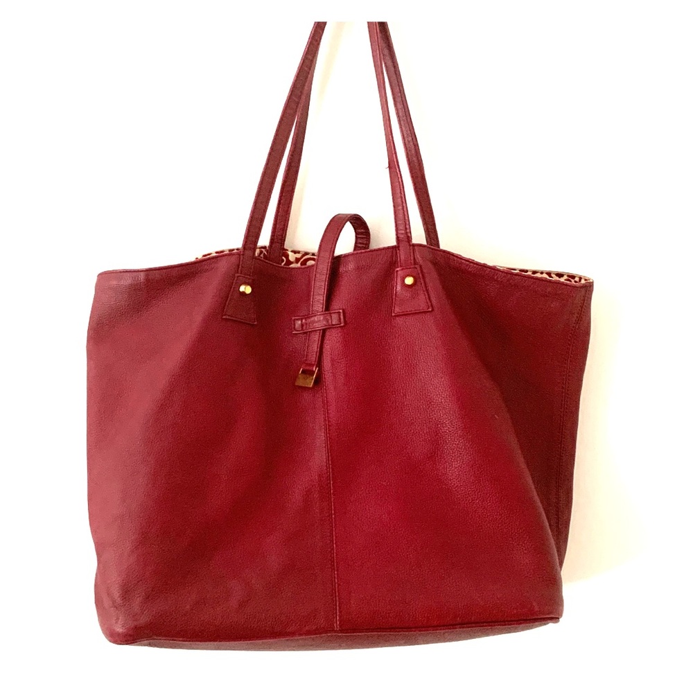 Reversible Red leather tote
